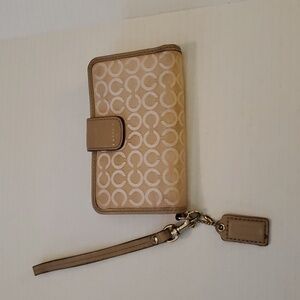 Coach Tan Leather Clutch Wristlet